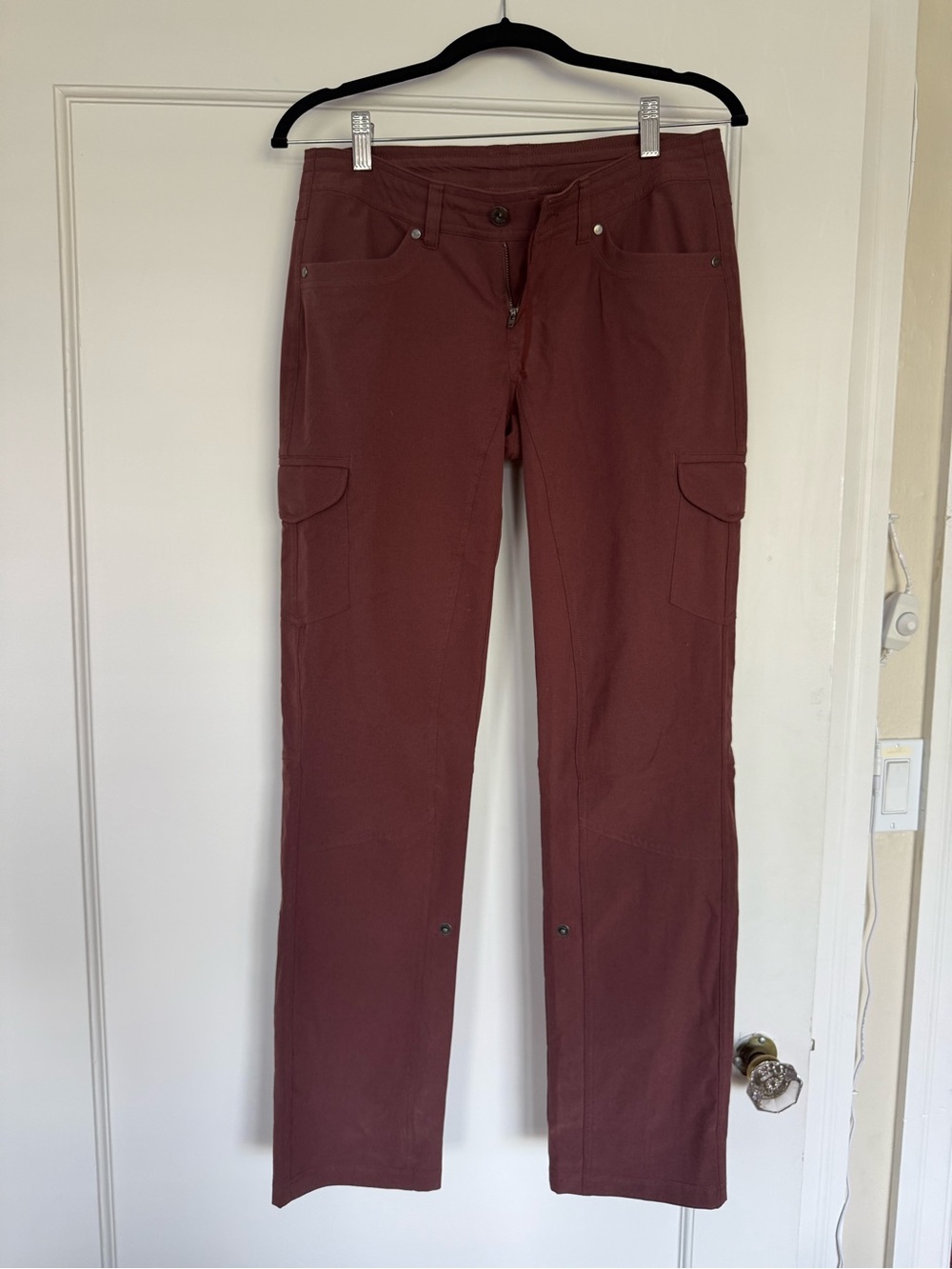 Kuhl Straight-Leg Cargo Hiking Pants in Burgundy